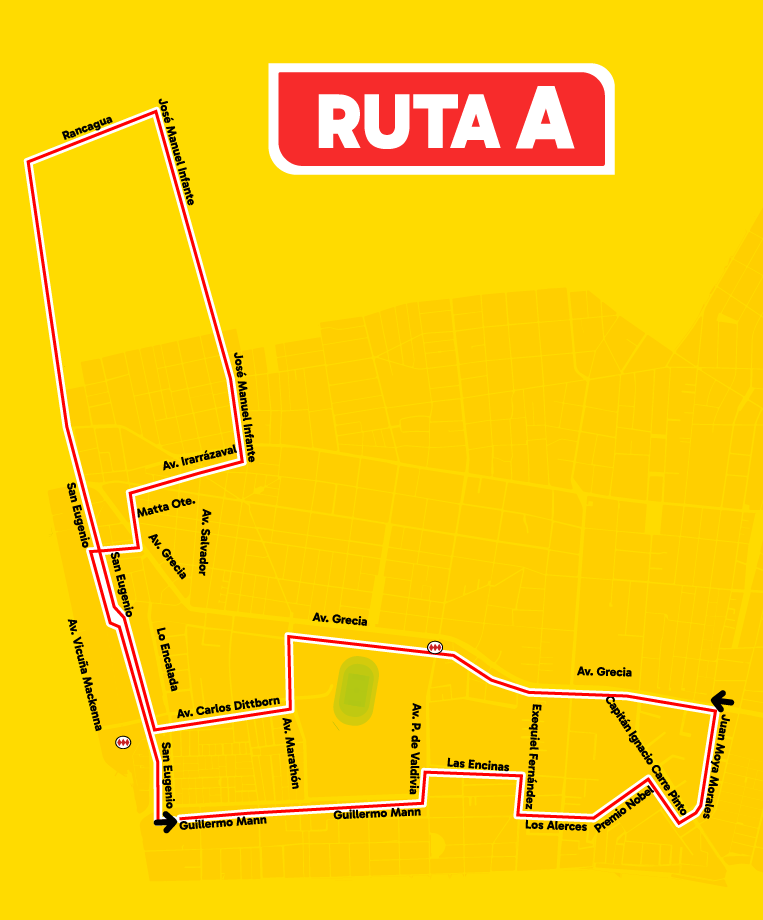 Ruta de Buses Eléctricos de Ñuñoa. Circuito de la Ruta A