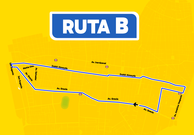 Ruta de Buses Eléctricos de Ñuñoa. Circuito de la Ruta B